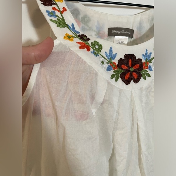 Tommy Bahama White Embroidered Cotton Floral Dress Beach Swim Cottagecore Sz Med - Picture 5 of 10